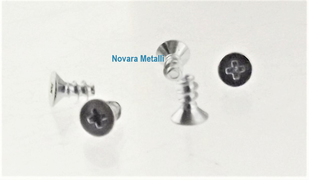 Viti Autofilettanti per Plastica Testa Svasata Zincate - Misure 2,2mm e 3mm